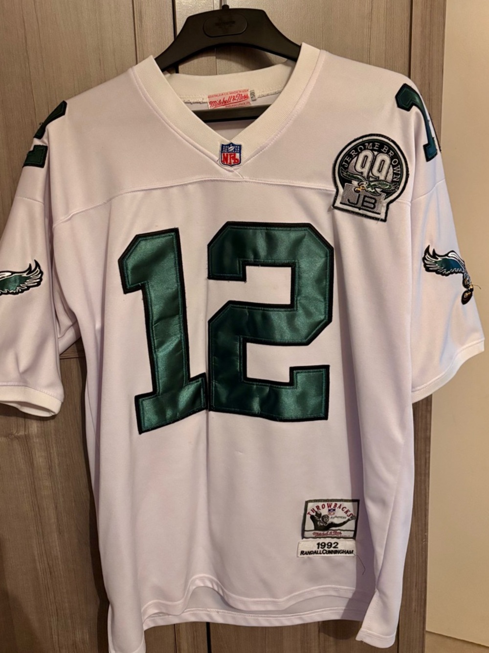 Mitchell & Ness White Philadelphia Eagles #12 Randall Cunningham Replica Jersey